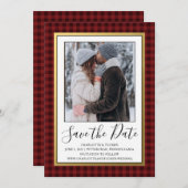Rustic Red Buffalo | De foto bewaart de Datum Save The Date (Voorkant / Achterkant)