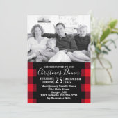 Rustic Red Buffalo met foto-kerstdiner Kaart (Staand voorkant)