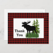 Rustic Red Buffalo met Moose Dank je Briefkaart (Voorkant / Achterkant)