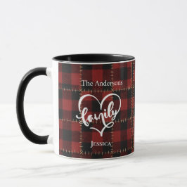 Rustic Red Buffalo Plaid Customizable Family Name Mok
