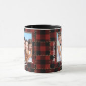 Rustic Red Buffalo Plaid Customizable Family Photo Mok (Midden)