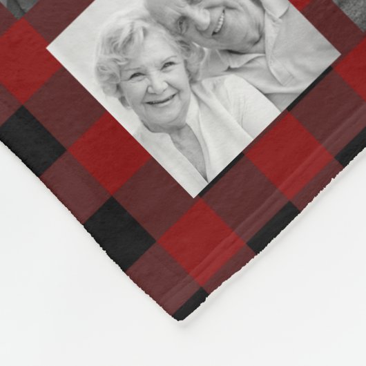 Rustic Red Buffalo Plaid Monogram Fotocollage Fleece Deken (Hoek)