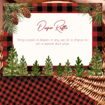 Rustic Red Buffalo Plaid Winter Diaper Raffle