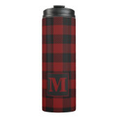Rustic Red Buffalo Plaid Winter Monogram Thermosbeker (Voorkant)