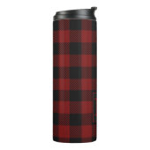 Rustic Red Buffalo Plaid Winter Monogram Thermosbeker (Gedraaid links)