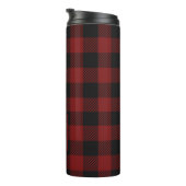 Rustic Red Buffalo Plaid Winter Monogram Thermosbeker (Geroteerd rechts)