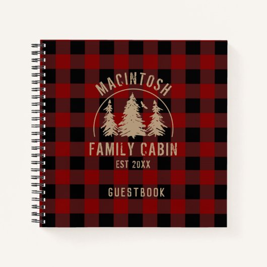 Rustic Red Buffalo Plaid Woods livre d'or (Devant)