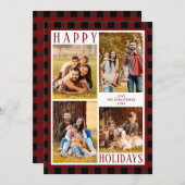 Rustic Red Buffalo Pset 4 Foto collage Feestdagenkaart (Voorkant / Achterkant)