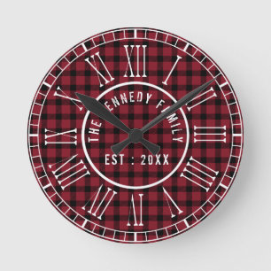 Rustic Red Buffalo Pset White Roman Numerals Ronde Klok