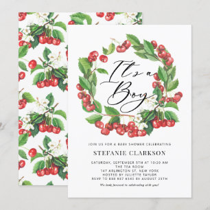 Rustic Red Cherries met een Baby shower van een jo Kaart