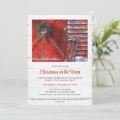 Rustic Red Christmas Grange Fête Invitation (Debout devant)