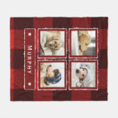Rustic Red Denim Buffalo Pset Photo Collage Dog Fleece Deken (Voorkant (Horizontaal))