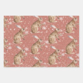 Rustic Red Elegant Snowy Winter Animals Inpakpapier Vel (Voorkant 2)