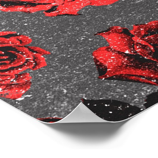 Rustic Red en Black Stem Roos Pattern Poster (Hoek)