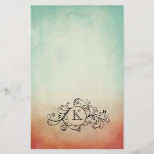 Rustic Red en Blue Bohemian Floure Briefpapier