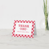Rustic Red En vichy Plaid Mariage Monogramme Merci (Devant)