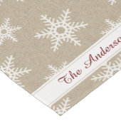 Rustic Red en White Faux Burlap Snowflake Pattern Korte Tafelloper (Hoek)