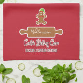 Rustic Red Family Name Holiday Baking Monogramed Theedoek (Gevouwen)