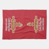 Rustic Red Family Name Holiday Baking Monogramed Theedoek (Horizontaal)