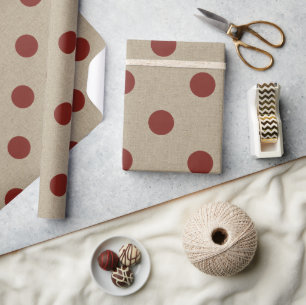 Rustic Red Faux Burlap Polka Dot Pattern Cadeaupapier