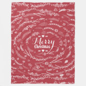 Rustic Red Floral Garland kerstpatroon Fleece Deken (Voorkant)