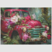 Rustic Red Floral Truck Decoupage Tissuepapier (Voorkant)
