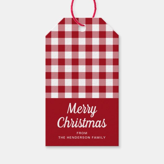 Rustic Red Gecontroleerd script kerst Cadeaulabel (Voorkant)