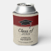 Rustic Red Gefeliciteerd Afstuderen Pet Afstuderen Blikjeskoeler (Blikje Achterkant)