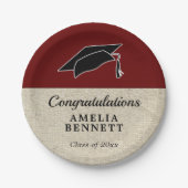 Rustic Red Gefeliciteerd Afstuderen Pet Afstuderen Papieren Bordje (Voorkant)