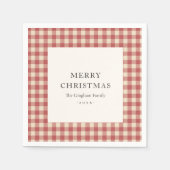 Rustic Red Gingham Modern Kerstmis Servet (Voorkant)