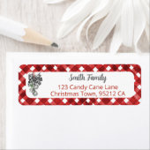 Rustic Red Gingham Noël Adress Etiket (Insitu)