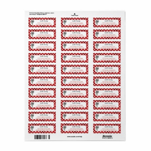 Rustic Red Gingham Noël Adress Etiket (Full Sheet)