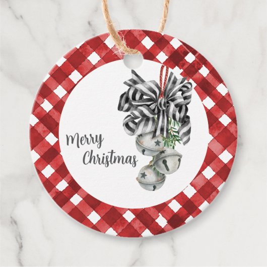 Rustic Red Gingham Noël Bedankjes Labels (Voorkant)