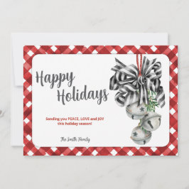 Rustic Red Gingham Noël Christmas Card Feestdagenkaart