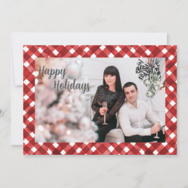 Rustic Red Gingham Noël Christmas Card Feestdagenkaart