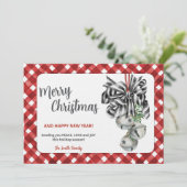 Rustic Red Gingham Noël Christmas Invitation (Debout devant)
