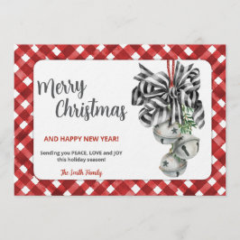 Rustic Red Gingham Noël Christmas Invitation Kaart