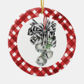Rustic Red Gingham Noël Keramisch Ornament (Voorkant)
