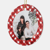 Rustic Red Gingham Noël Keramisch Ornament (Links)