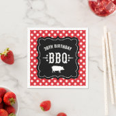 Rustic Red Gingham Pset 30th Birthday BBQ Servetten (Insitu)