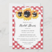 Rustic Red Gingham Sunflower Vrijgezellenfeest Kaart (Voorkant)