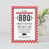 Rustic Red Gingham Wedding Rehearsal Dinner BBQ Kaart (Staand voorkant)