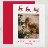 Rustic Red Green Plaid Reindeer Holiday Card Feestdagenkaart (Voorkant / Achterkant)