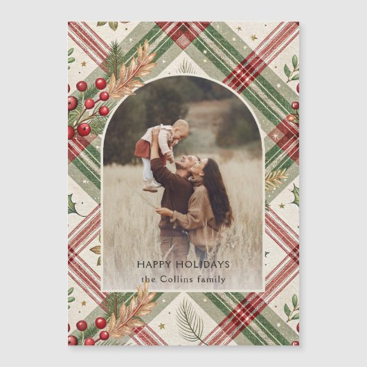 Rustic Red Green Plaid w/Holly Arch 1 Foto (Voorkant)