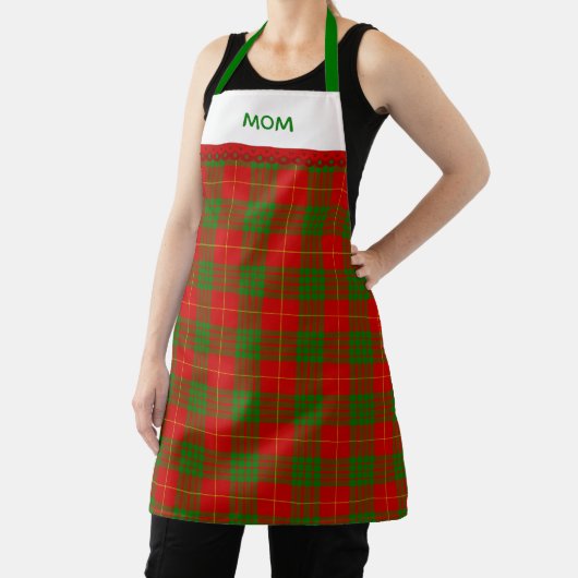 Rustic Red Green Tartan Plaid With Name Schort (Insitu)
