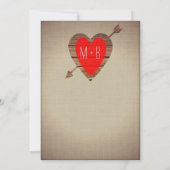 Rustic Red Heart Arrow Country Wedding Invites Kaart (Achterkant)