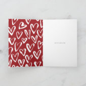 Rustic Red Hearts Pattern Happy Valentine's Day Feestdagen Kaart (Binnen)