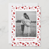 Rustic Red Hearts Pattern One Photo Valentines Day Feestdagenkaart (Voorkant)