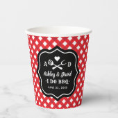 Rustic Red I Do BBQ Custom Wedding Monogram Papieren Bekers (Voorkant)