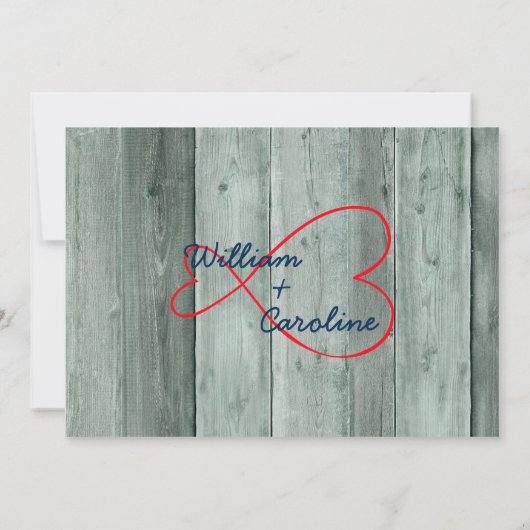 Rustic Red Infinity Heart Uitnodiging voor een bru (Achterkant)